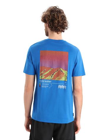 Men's Icebreaker Merino Tech Lite II Short Sleeve Alpine Zone T Shirts Lazurite | CA 1770FDNM